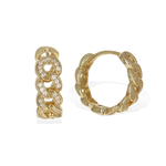 Gold CZ Chain Link Hoop Earrings | Alexandra Marks Jewelry