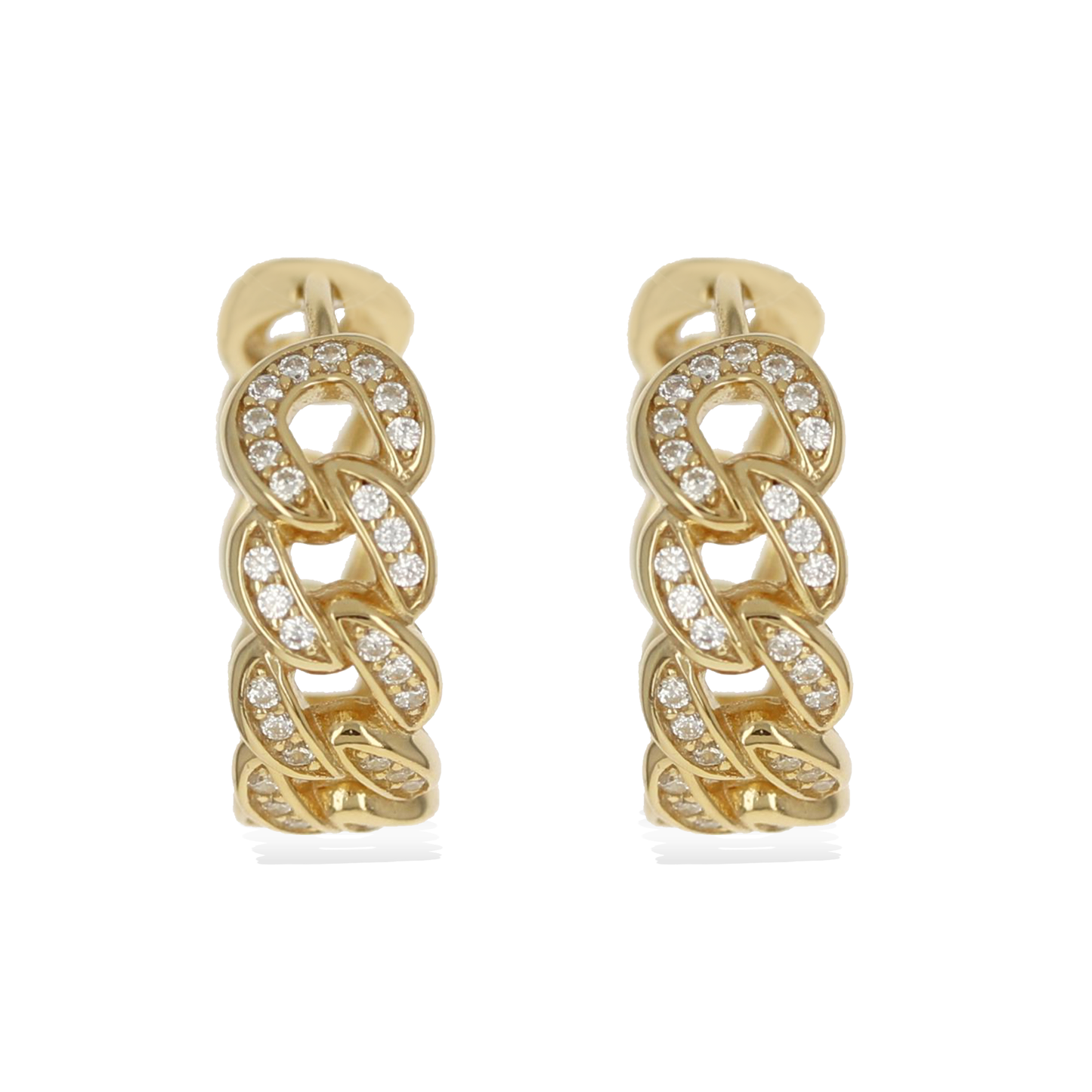 Gold Chain Hoop Earrings, CZ Stones - Alexandra Marks Jewelry