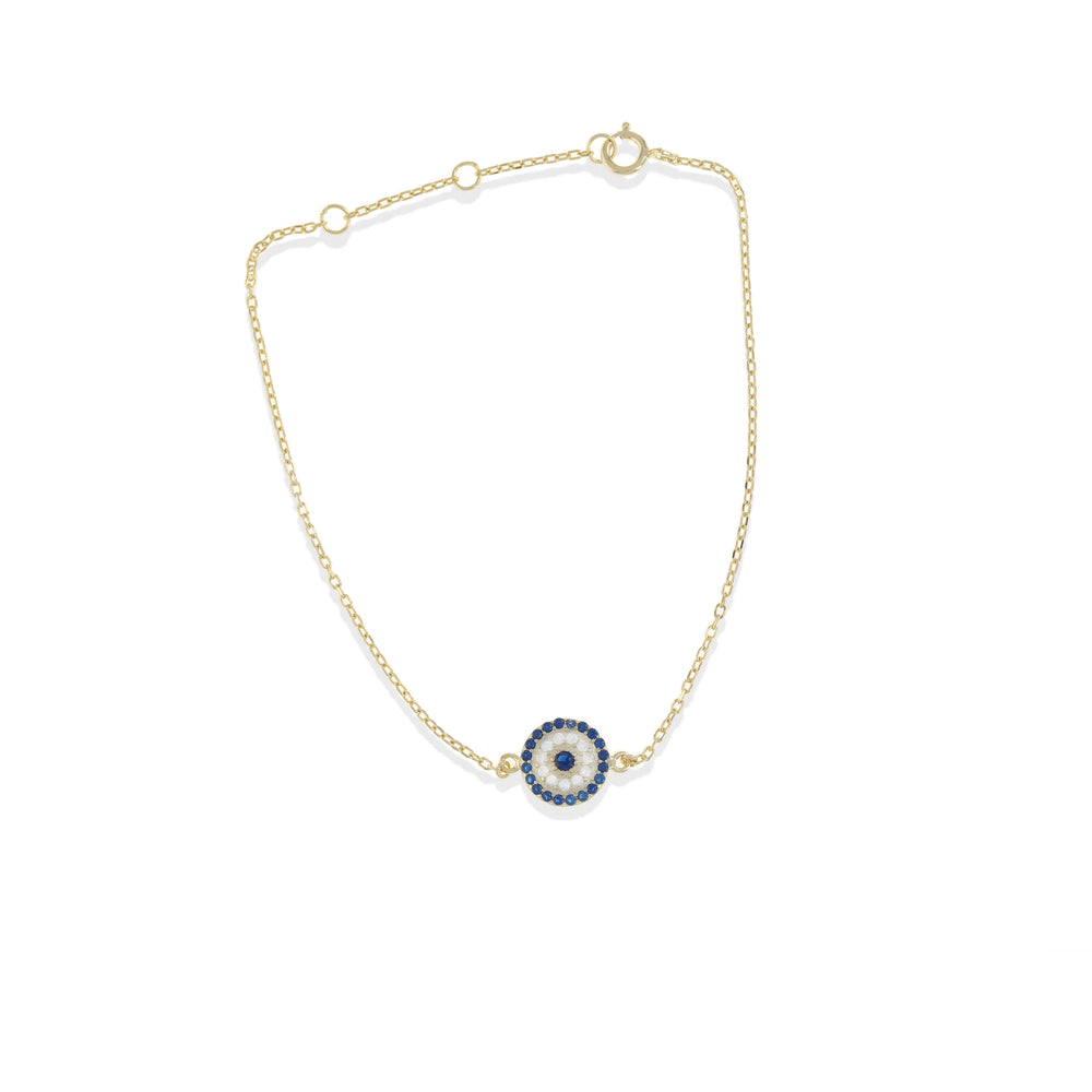 Classic Evil Eye CZ Circle Bracelet in Gold | Alexandra Marks Jewelry