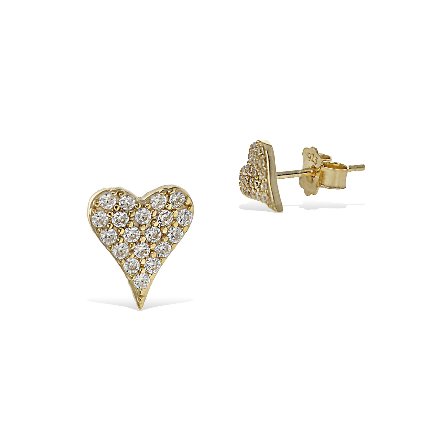 Small Pointed Heart Stud Cz Earrings in Gold - Alexandra Marks