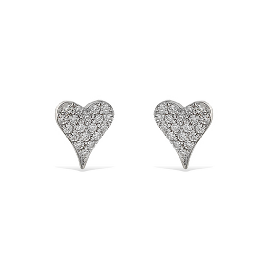 Alexandra Marks | Small Pave' Cz Sterling Silver Heart Stud Earrings