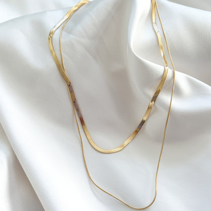 Dainty Layered Fashion Gold Herringbone Necklace From Alexandra Marks Jewelry