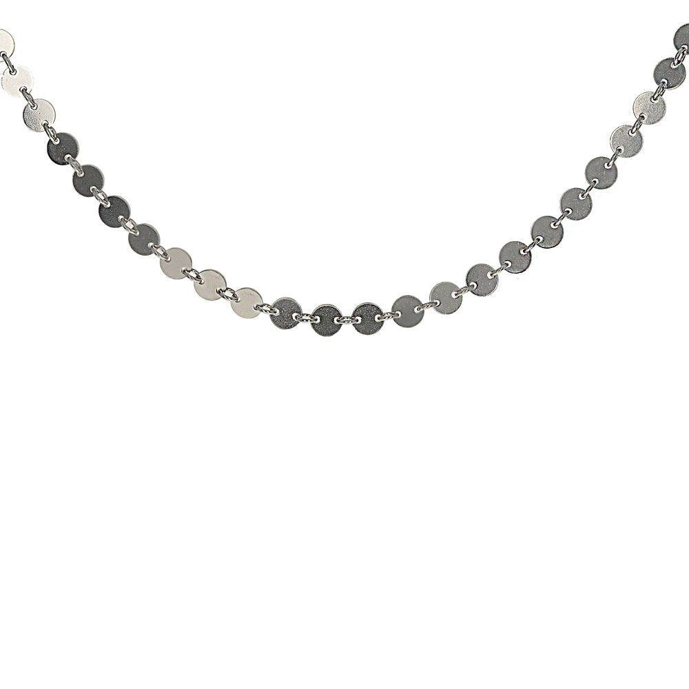 Plain Sterling Silver Disc Necklace 12 inches