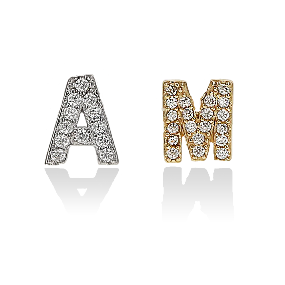 Individual Initial CZ Letter Stud Earrings | Alexandra Marks Jewelry