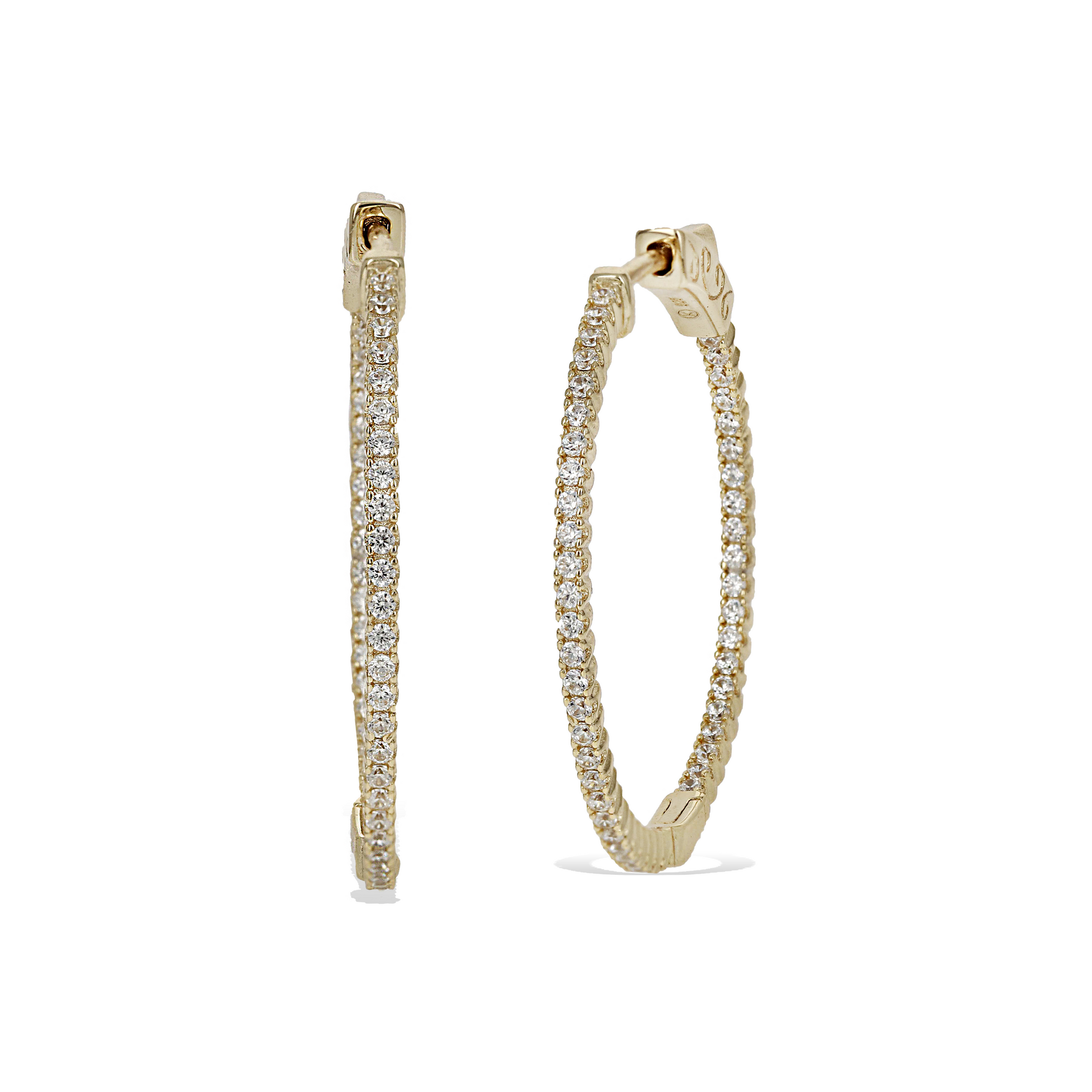 Large CZ Inside-Outside Gold Hoop Earrings - Alexandra Marks Jewelry