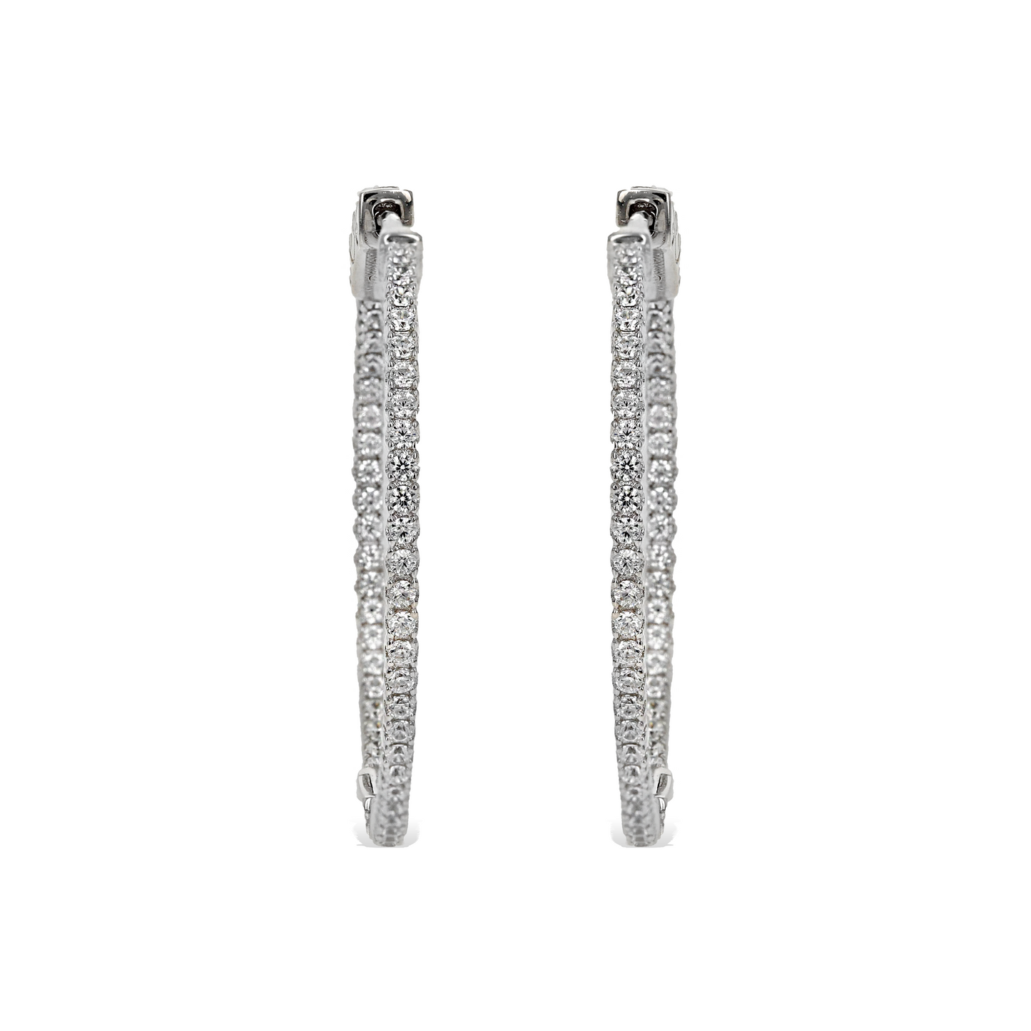 Sterling Silver CZ Inside Outside Hoop Earrings - Alexandra Marks Jewelry