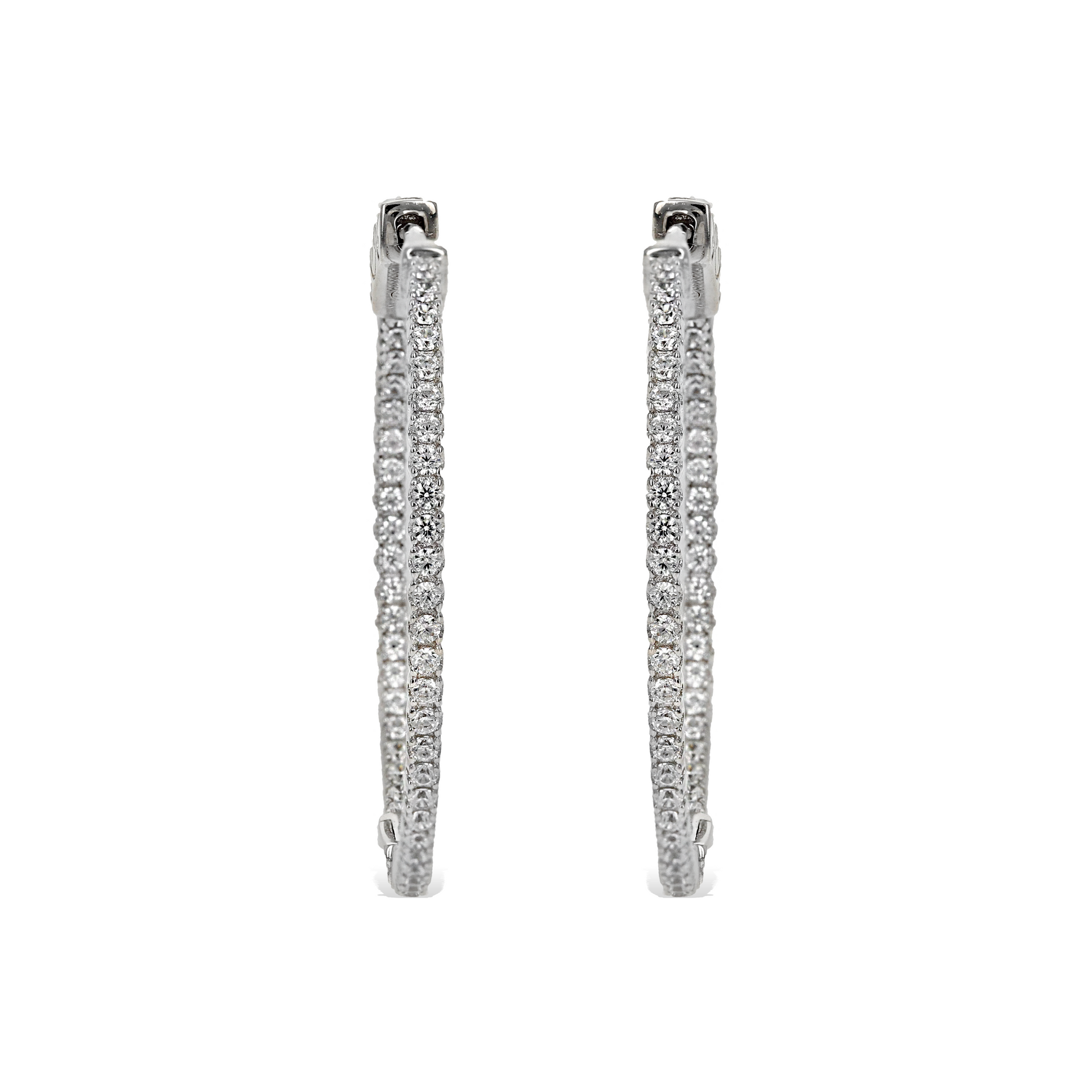 Sterling Silver CZ Inside Outside Hoop Earrings - Alexandra Marks Jewelry