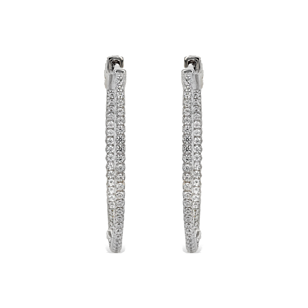 Sterling Silver CZ Inside Outside Hoop Earrings - Alexandra Marks Jewelry