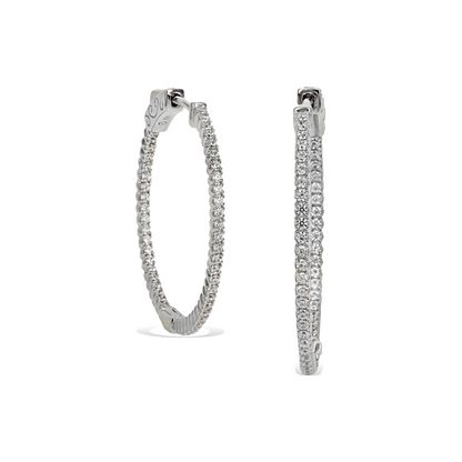 Thin silver cz large hoop earrings from Alexandra marks jewelry