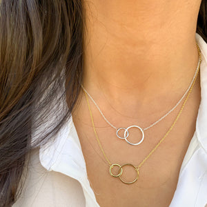 Silver interlocking double circle necklace from Alexandra Marks Jewelry