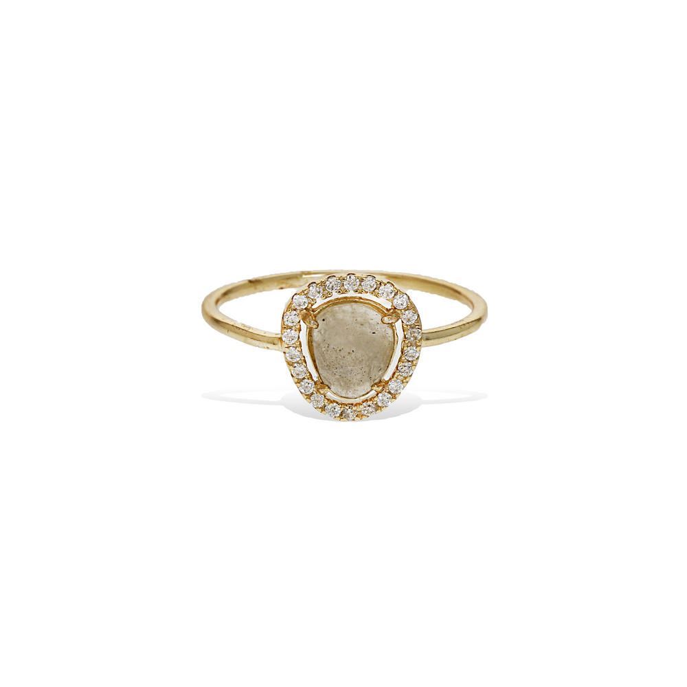 Labrdaorite Gemstone Dainty Gold Ring - Alexandra marks jewelry