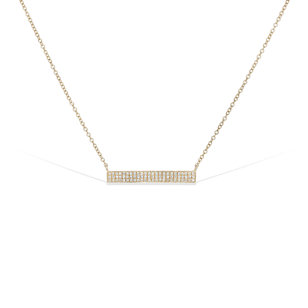 Dainty Pave' Diamond 14k Gold Bar Necklace | Alexandra Marks Jewelry