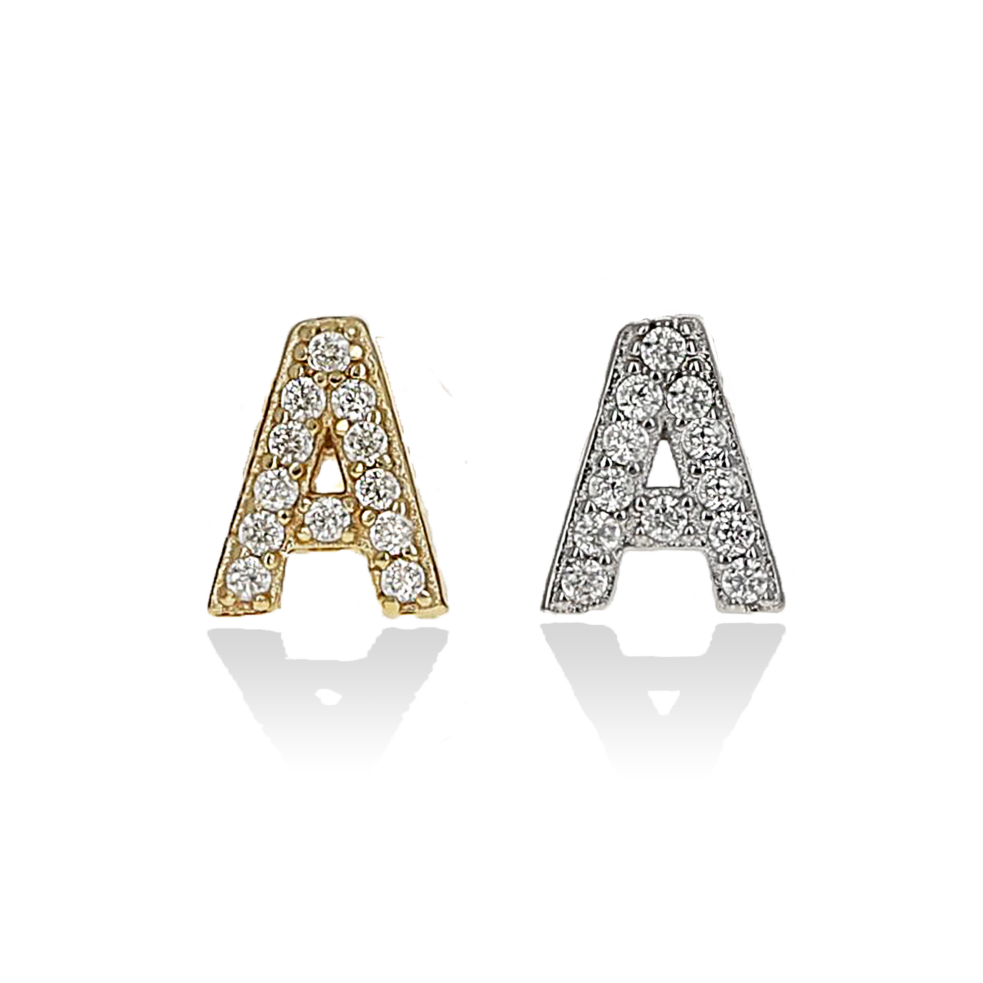 Alexandra Marks | Individual Petite Initial Stud Earrings in Silver & Gold