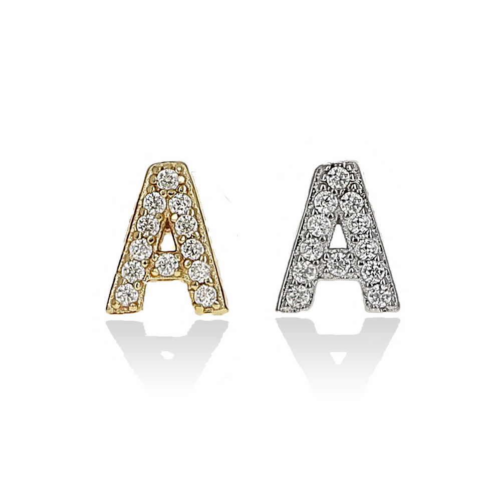 
            
                Load image into Gallery viewer, Alexandra Marks | Individual Petite Initial Stud Earrings in Silver &amp;amp; Gold
            
        