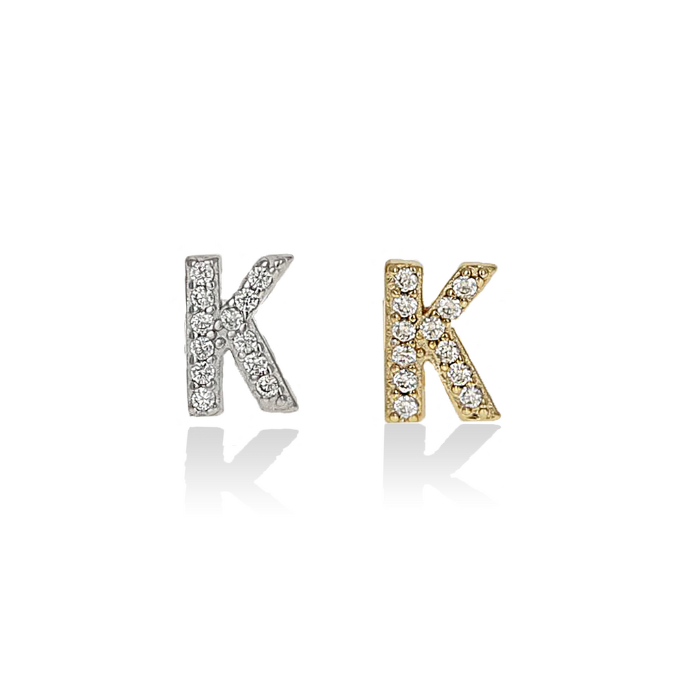 Single Letter K Stud Earrings - Alexandra Marks Jewelry