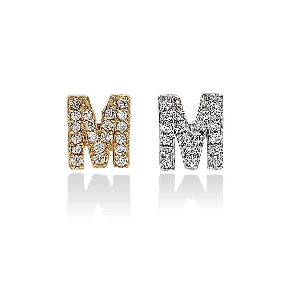 Letter M Single Initial CZ Studs | Alexandra Marks Jewelry