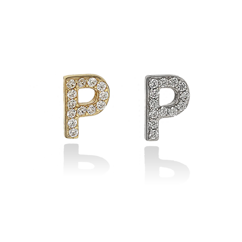 Letter P Stud Earrings - Alexandra Marks Jewelry