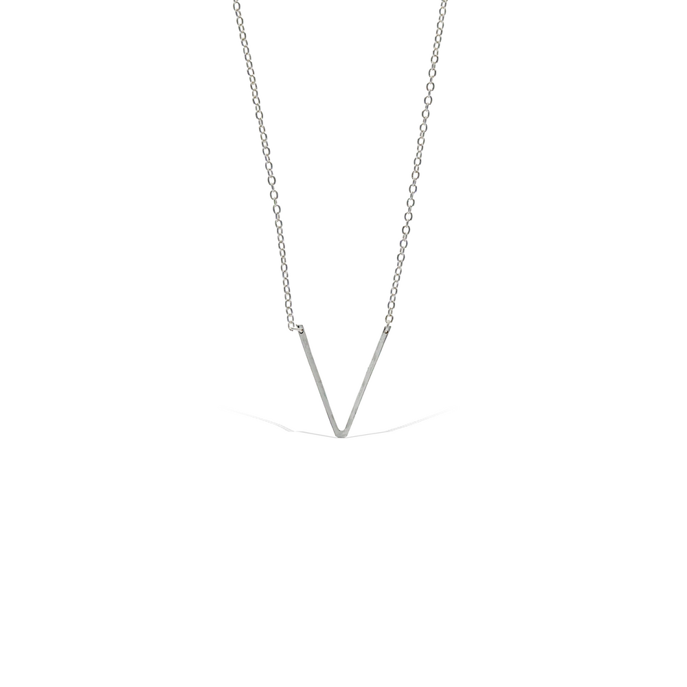 Alexandra Marks | Letter V Silver Initial Necklace