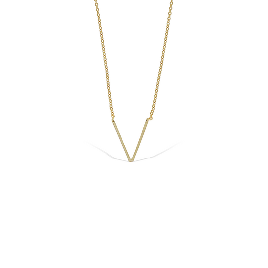 Alexandra Marks | Gold Medium Letter V Initial Necklace