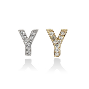 Letter Y CZ Stud Earrings | Alexandra Marks Jewelry