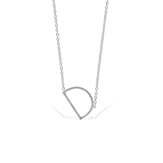 Alexandra Marks | Sideways Letter D Initial Necklace in Silver