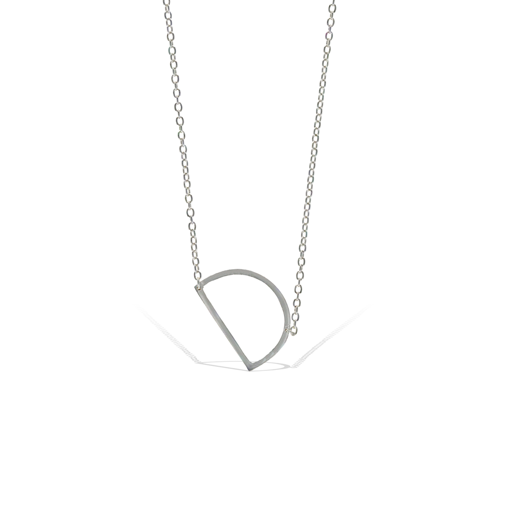
            
                Load image into Gallery viewer, Alexandra Marks | Sideways Letter D Initial Necklace in Silver
            
        
