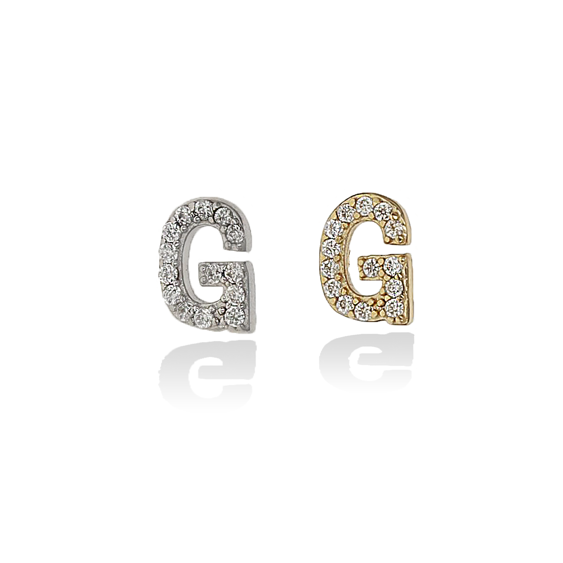 Gold & Silver Single Letter G Stud Earrings | Alexandra Marks Jewelry