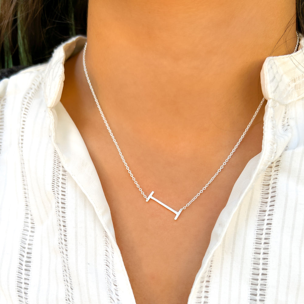 Letter I Silver Initial Necklace - Alexandra Marks Jewelry