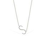 Silver Personalized Sideways Letter S Initial Necklace | Alexandra Marks Jewelry