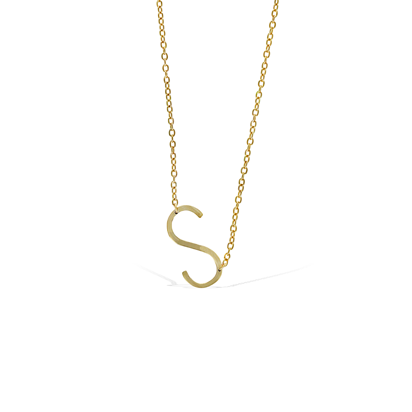 Alexandra Marks | Sideways Letter S Initial Necklace in Gold