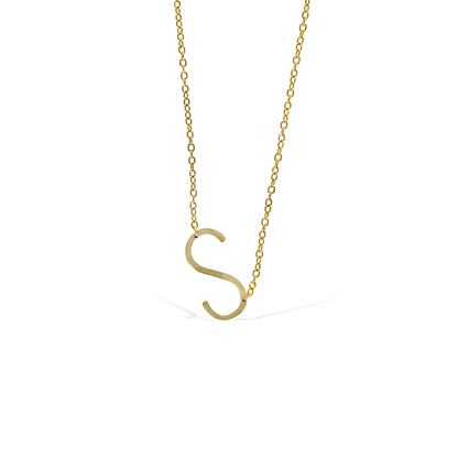 Alexandra Marks | Sideways Letter S Initial Necklace in Gold