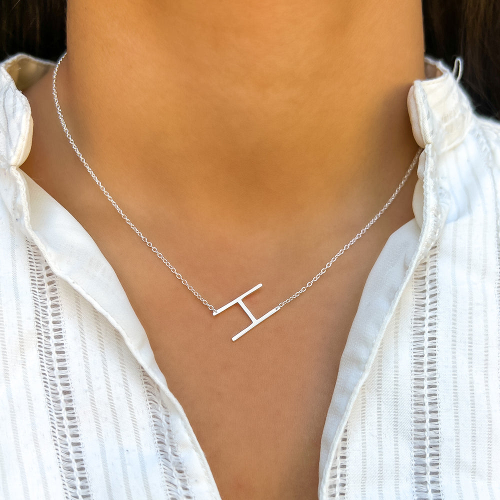 Sterling Silver Letter H Initial Necklace - Alexandra Marks Jewelry