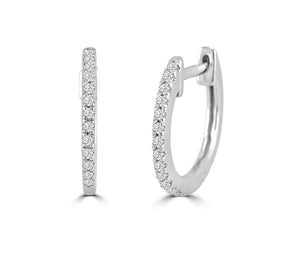 Petite Pave' Diamond 14kt White Gold Huggie Hoop Earrings - Alexandra Marks Jewelry