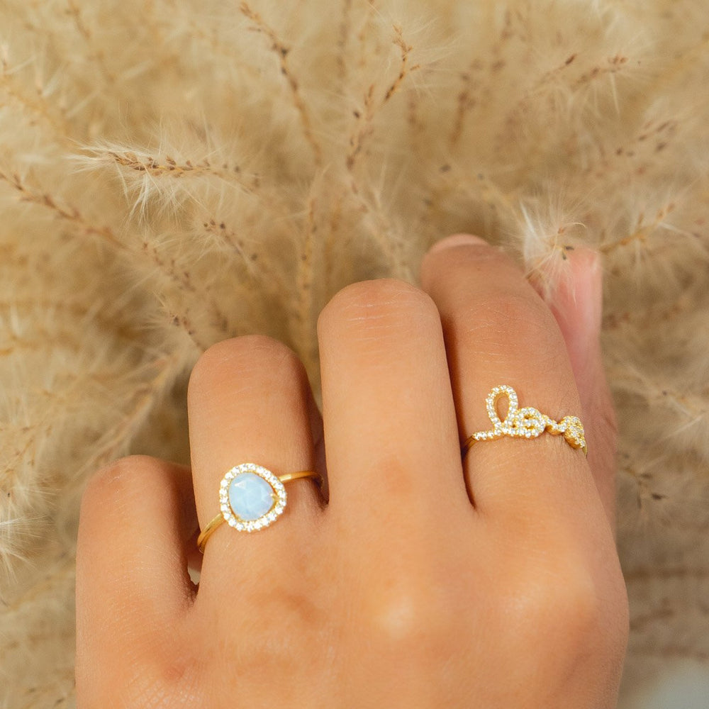 
            
                Load image into Gallery viewer, Opalite Halo Ring in Gold From Alexandra Marks Jewelry
            
        