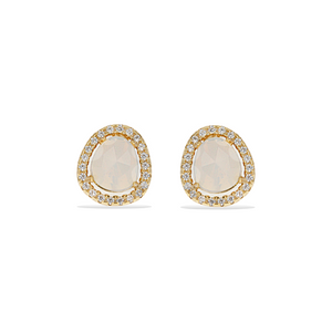 Opal Halo Gemstone Earrings in Gold - Alexandra Marks Jewelry