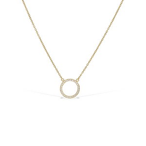 
            
                Load image into Gallery viewer, Gold CZ circle pendant necklace - Alexandra Marks Jewelry
            
        