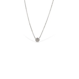 Tiny Diamond 6mm Disc Necklace in 14kt White Gold - Alexandra Marks Jewelry
