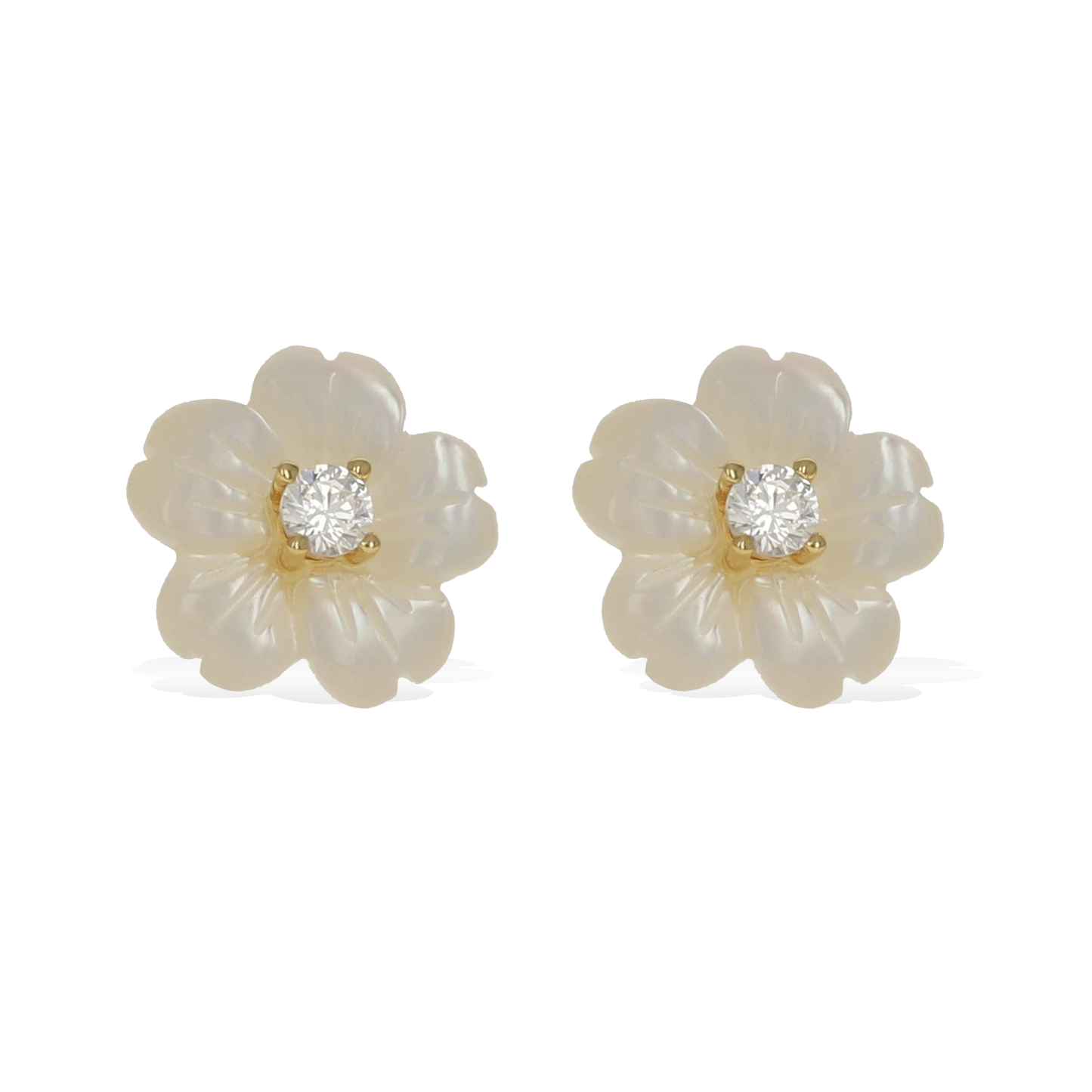 Mother of pearl flower stud earrings hotsell