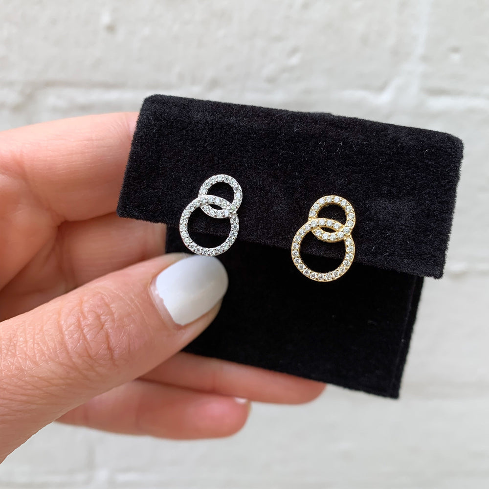 Double Circle CZ Stud Earrings - Alexandra Marks Jewelry