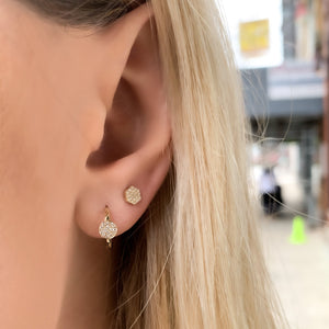 Alexandra Marks | Petite Diamond Disc Huggie Hoop Earrings in 14kt Gold