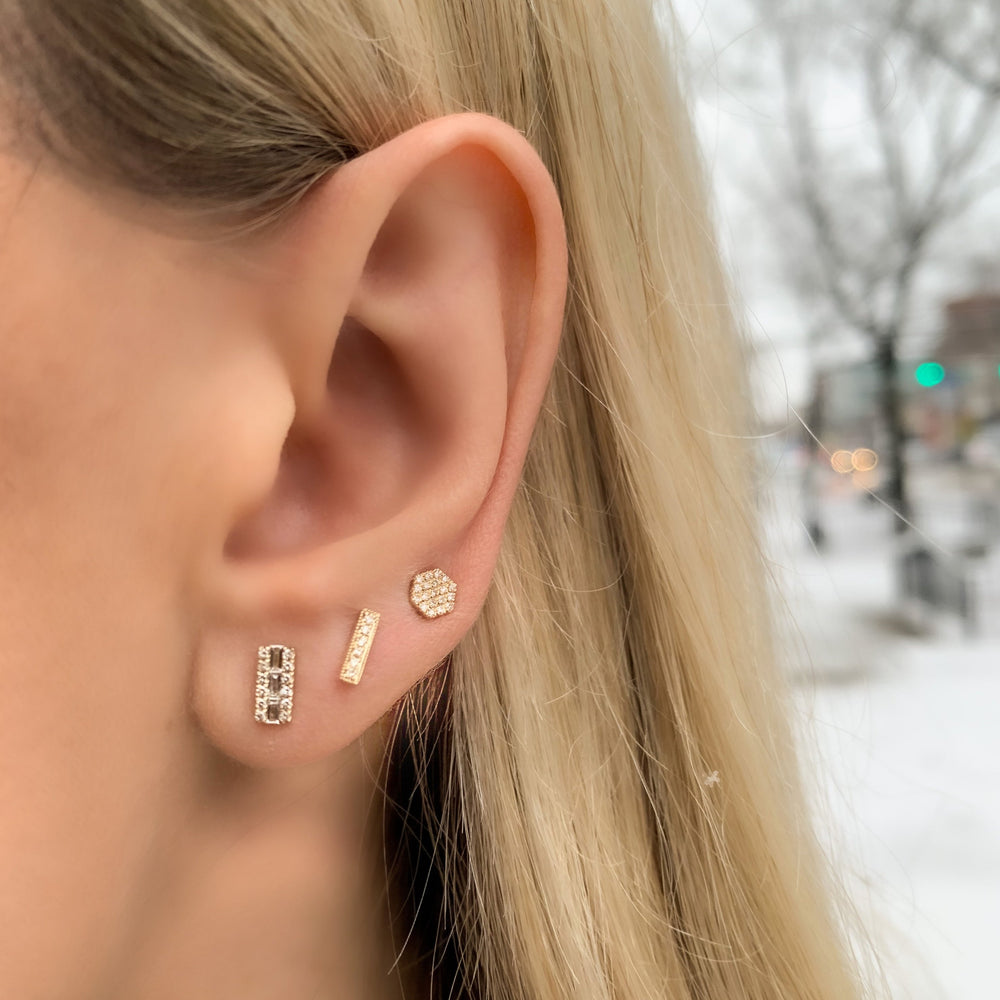 Alexandra Marks wearing the gold diamond bar stud earrings