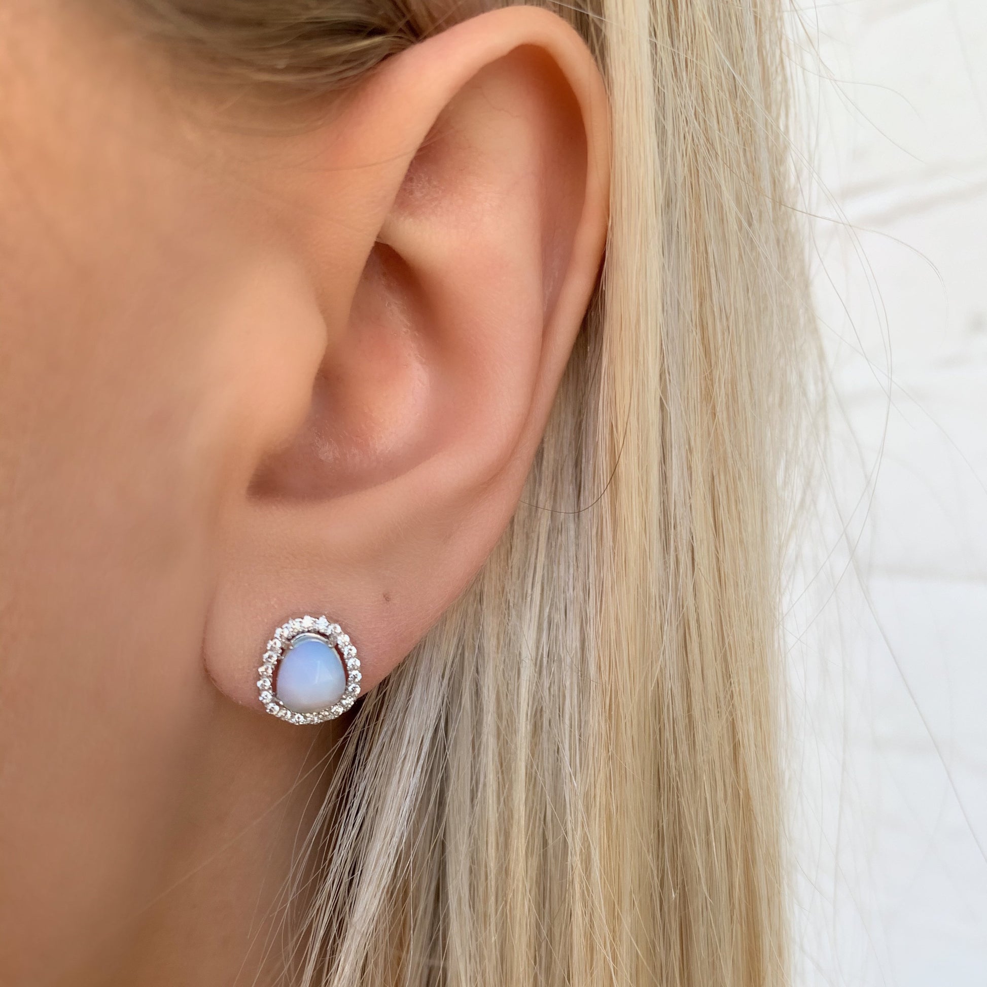 Silver Opal Stud Earrings from Alexandra Marks Jewelry