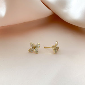 Alexandra Marks | Gold Floral Cz Stud Earrings