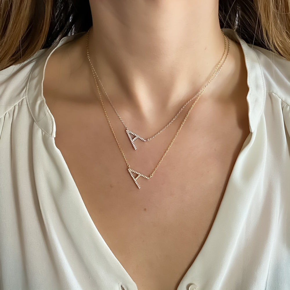 
            
                Load image into Gallery viewer, Cz Letter A Necklace
            
        
