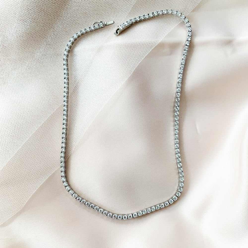 
            
                Load image into Gallery viewer, Everday Diamond Like Tennis Necklace in Sterling Silver from Alexandra Marks Jewelry
            
        
