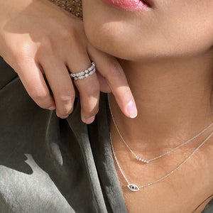 White Gold & Diamond Evil Eye Necklace from Alexandra Marks Jewelry