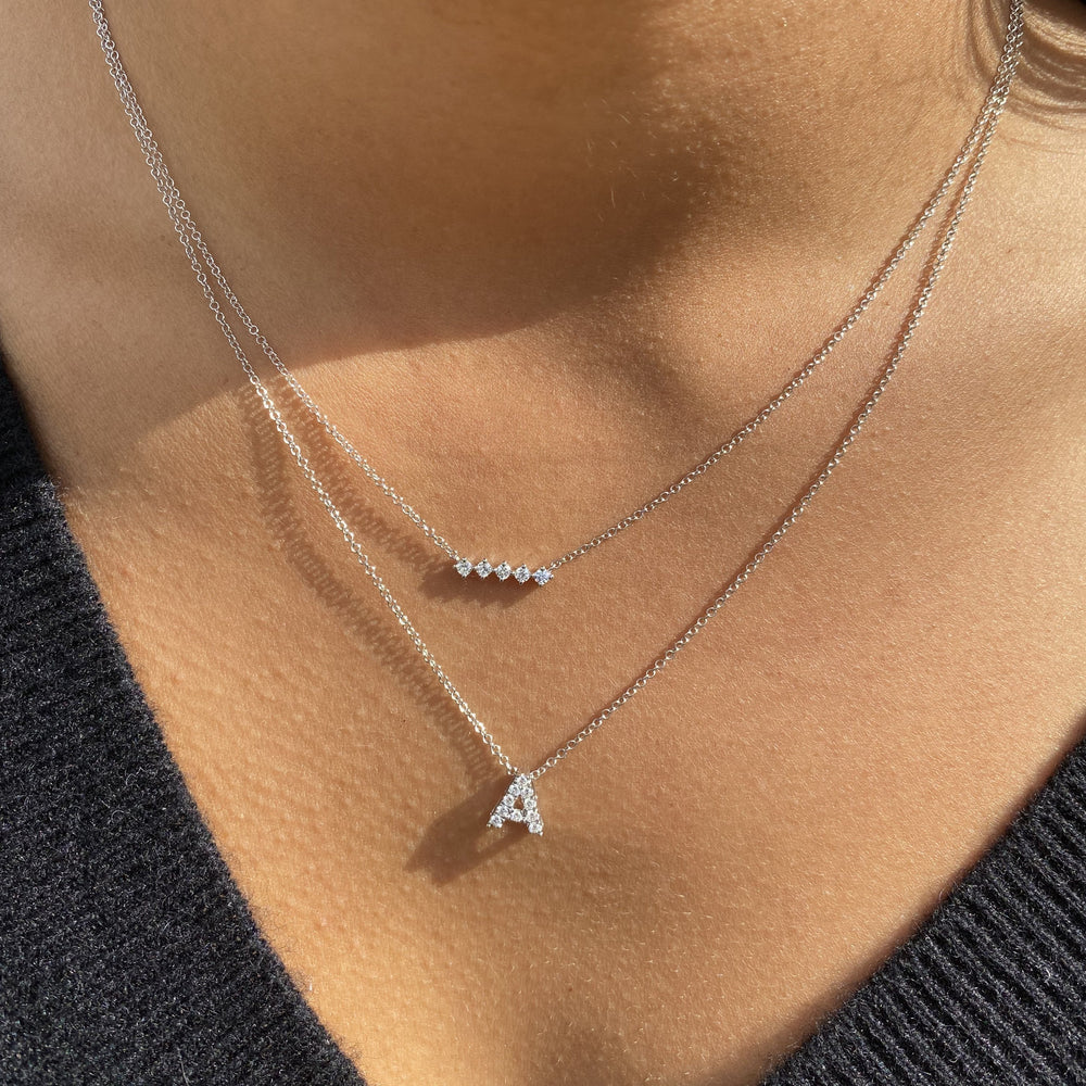 
            
                Load image into Gallery viewer, Alexandra Marks Jewelry - Diamond Letter A Initial Necklace 14kt White Gold
            
        