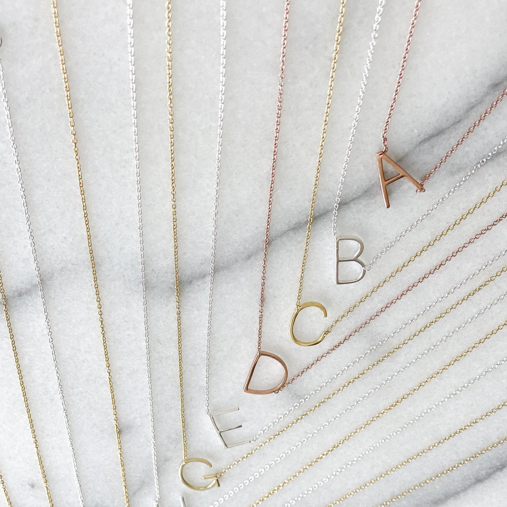 best selling classic initial necklaces from Alexandra Marks Jewelry