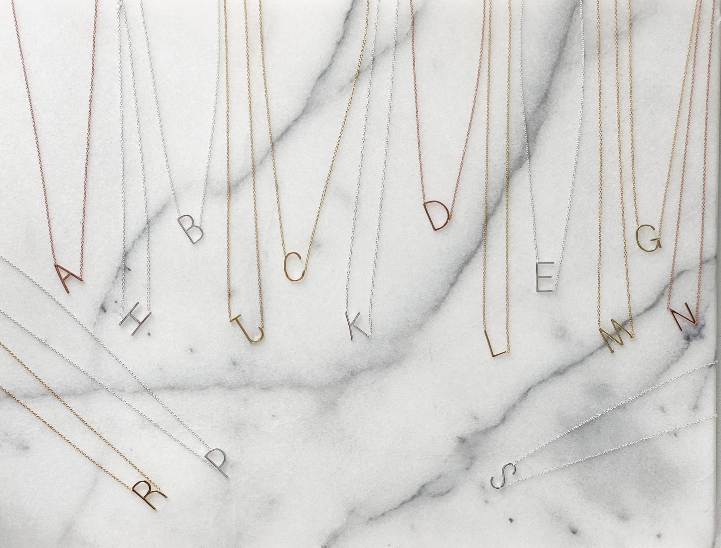 best selling, initial necklaces in rose gold, silver and gold - Alexandra Marks Jewelry