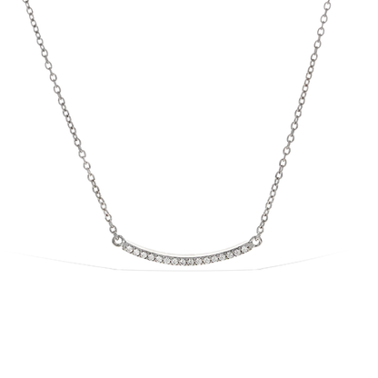 Alexandra Marks | Silver Pave' Cz Curved Bar Necklace